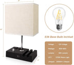 Sinaa Light Bedside Table Lamp for Bedroom with Dual Fast USB Charging Ports, Fully