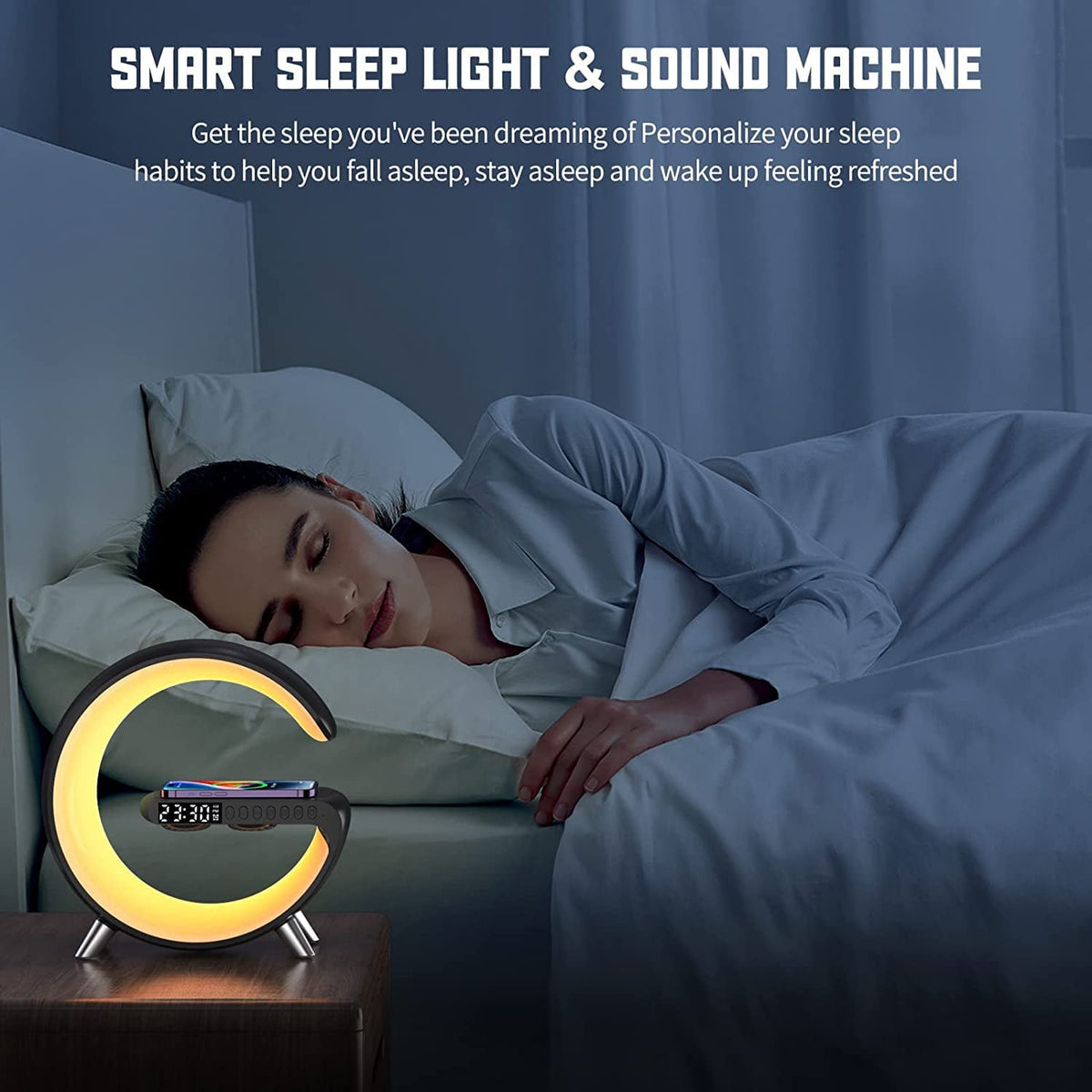 Sinaa Light 2025 New Wireless Charger Atmosphere Lamp, 4-in-1 Bluetooth Speaker with