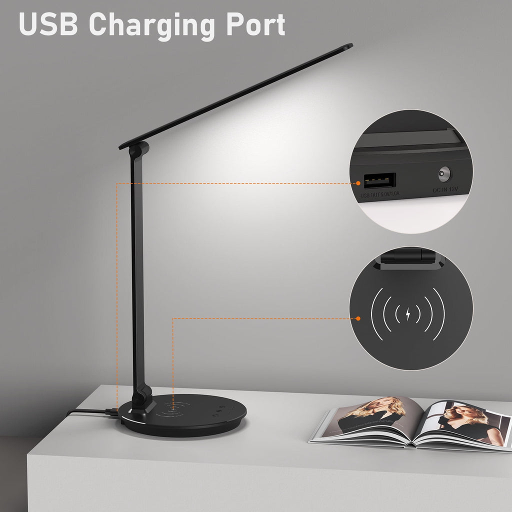 Sinaa Light LED Desk Lamp with Usb Port Wireless Charging Charger Touch Control 5