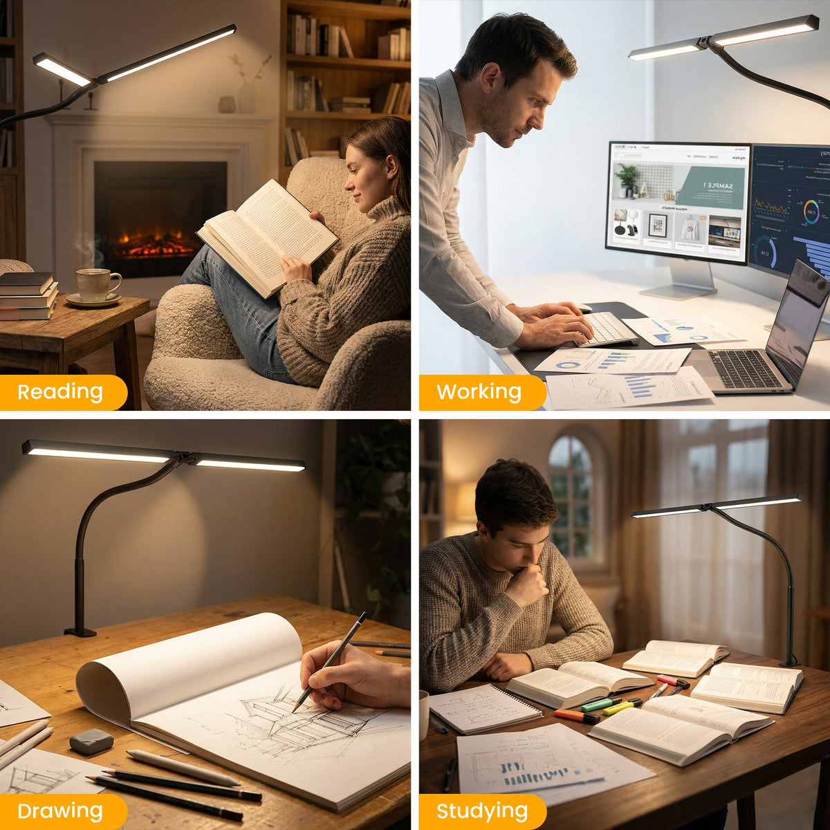 Sinaa Light GUPUP LED Clip-on Desk Lamp, Eye Caring Dimmable Reading Light, Usb Power