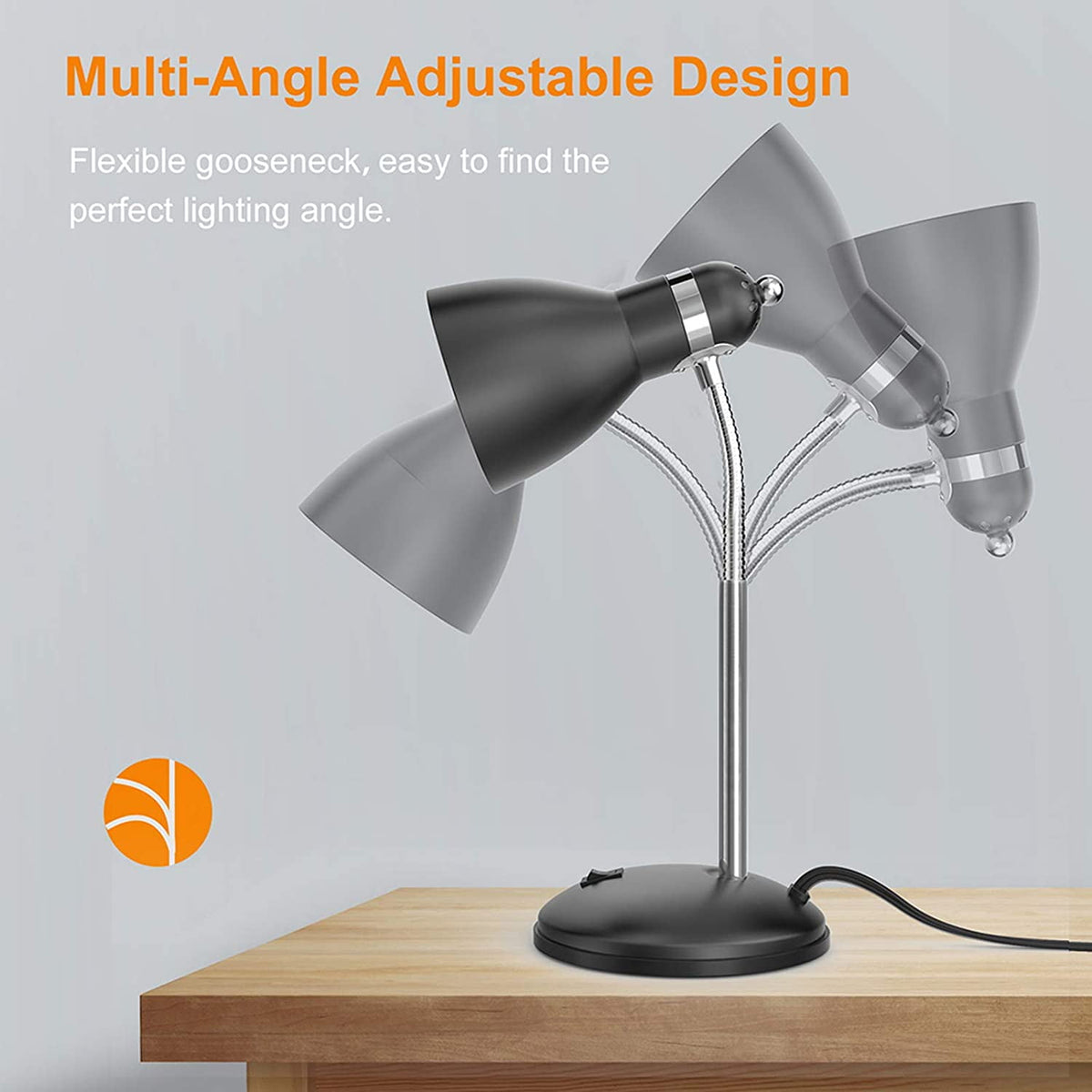 Sinaa Light LEPOWER Metal Desk Lamp, Adjustable Gooseneck Reading Lamp for Home,