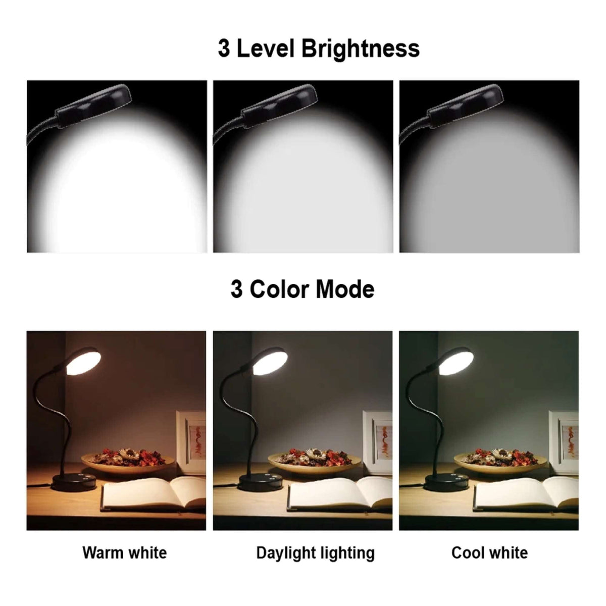 Sinaa Light LED Desk Lamp, 14.3 in, Dimmable Touch Control, Black Finish, 1-Pack