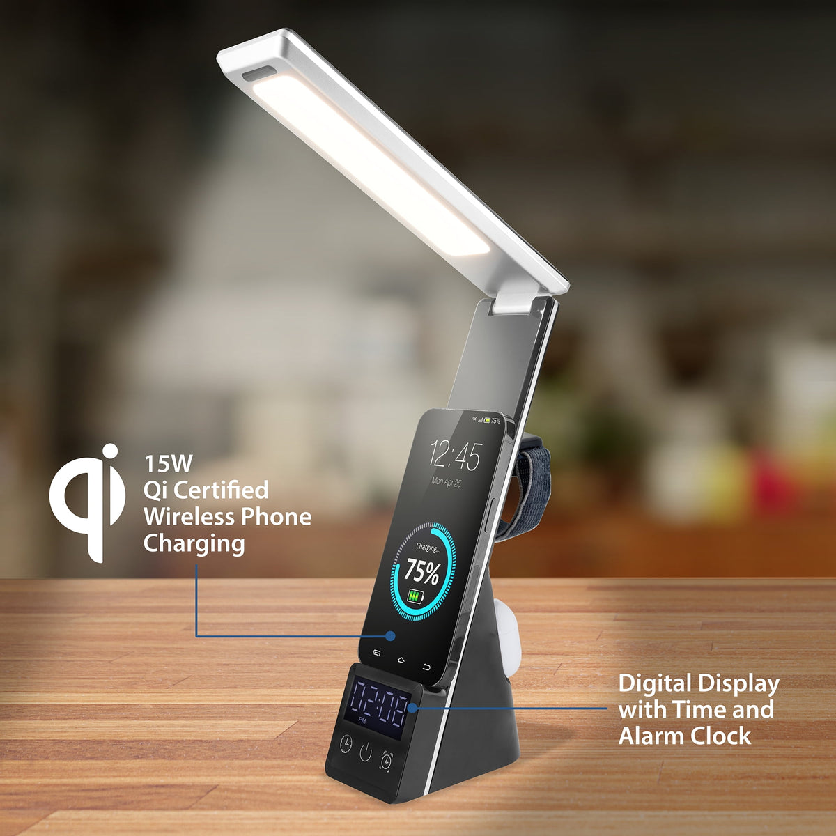 Sinaa Light 10.9' 5-in-1 LED Dimmable Wireless Charging Foldable Hinge Desk Lamp