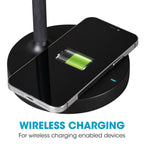 Sinaa Light OttLite Gleam LED Desk Lamp with Wireless Charging, Dimmable, Black with