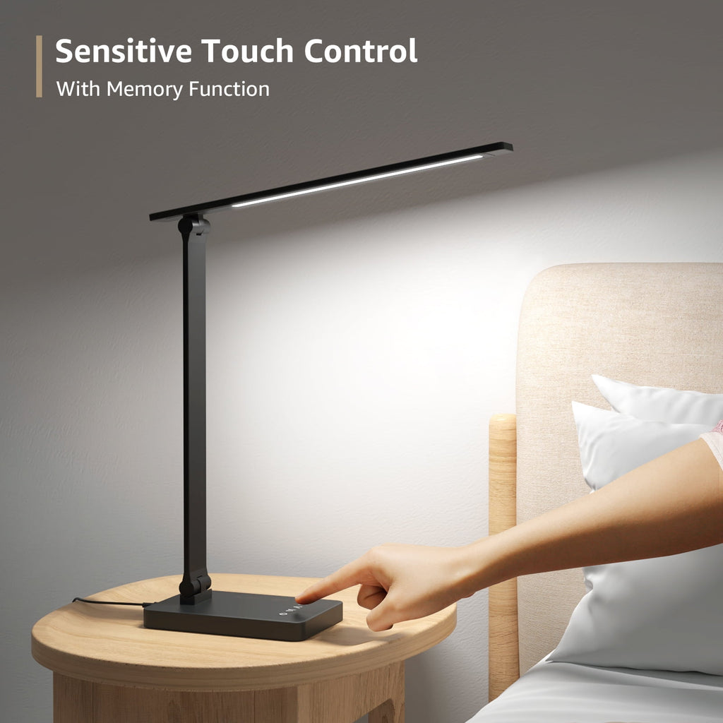 Sinaa Light LED Dimmable Reading Desk Lamp with USB Charging Port, 15W 96 LEDs 550