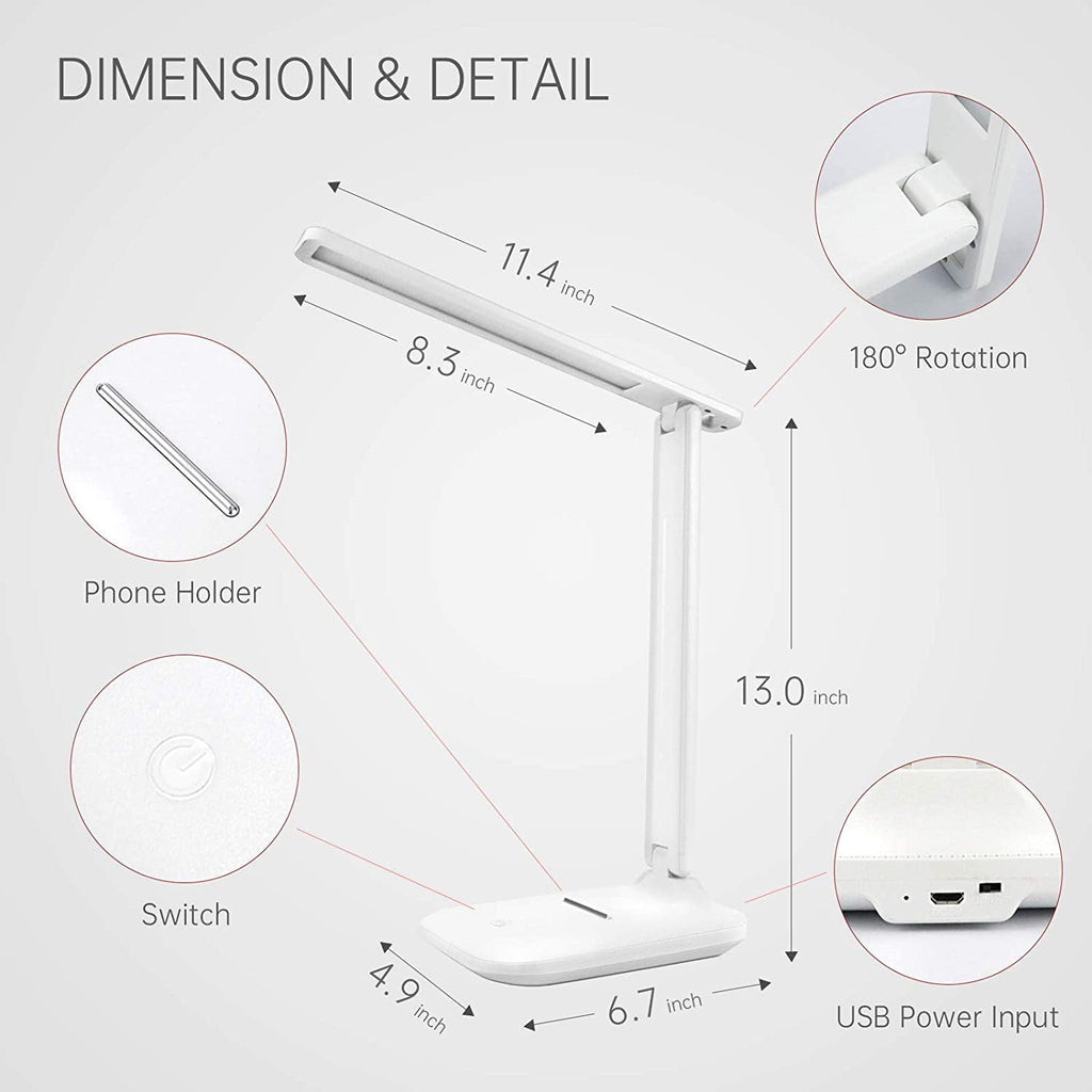 Sinaa Light Wewdigi LED Desk Lamp with Adjustable Brightness Level for Eye Protection,