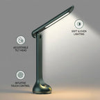 Sinaa Light Cordless Rechargeable LED Desk Lamp, Dark Green, Adjustable Head