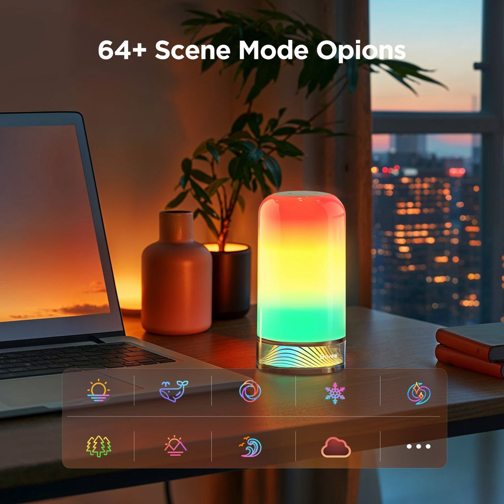 Sinaa Light Govee Smart Table Lamp Bedside Lamp- RGBIC Color Changing, Dimmable, Touch