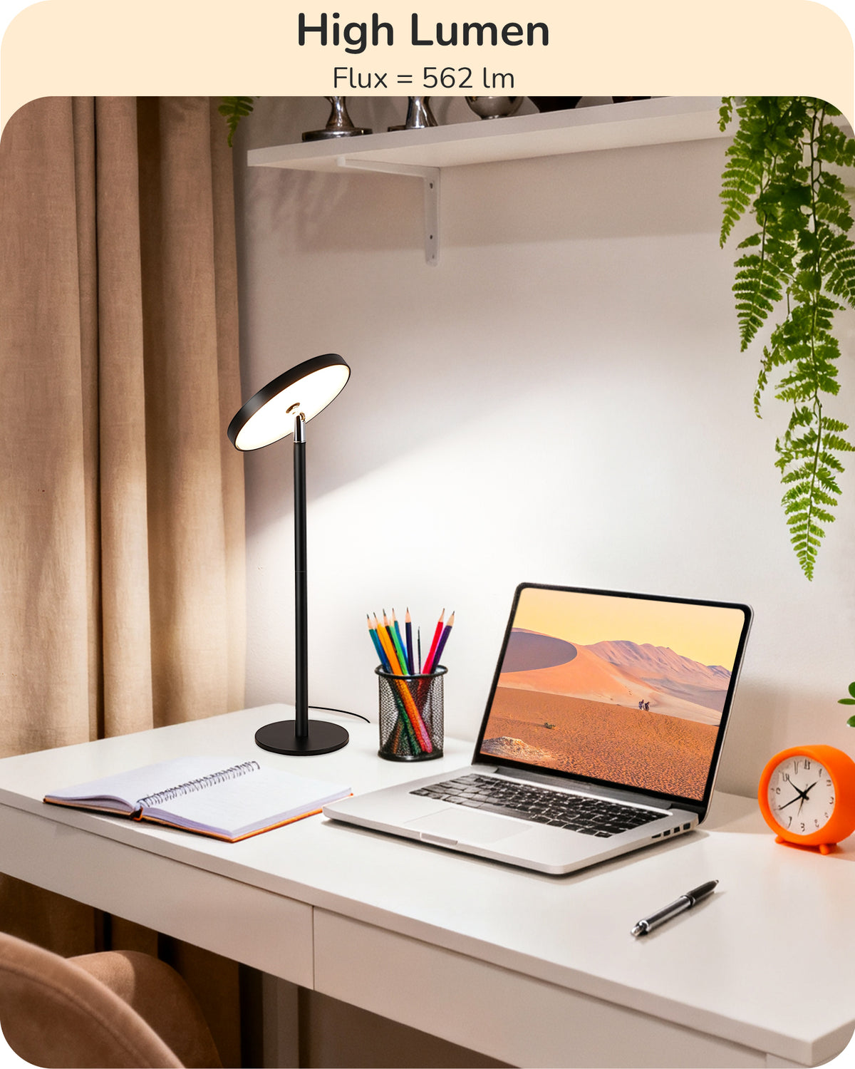 Sinaa Light EDISHINE LED Table Lamp with 2 Adjustable Height, High CRI 90+, 5%-100%