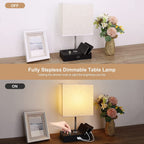 Sinaa Light Bedside Table Lamp for Bedroom with Dual Fast USB Charging Ports, Fully