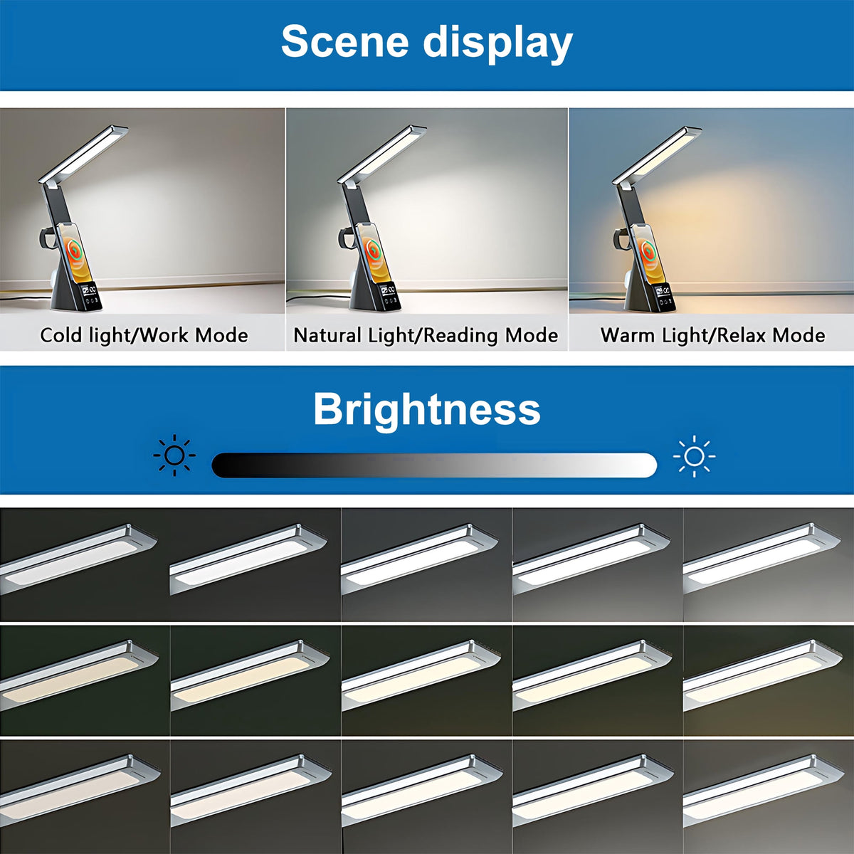 Sinaa Light LED Desk Lamp with Wireless Charging,7-in-1 Touch Control Table Lamp,15W