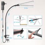 Sinaa Light LED Desk Lamps for Home Office, Double Head Monitor Light- Flexible Hose,