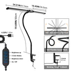 Sinaa Light LED Clip-on Desk Lamp, Double Head Reading Light, Dimmable USB Port Desk