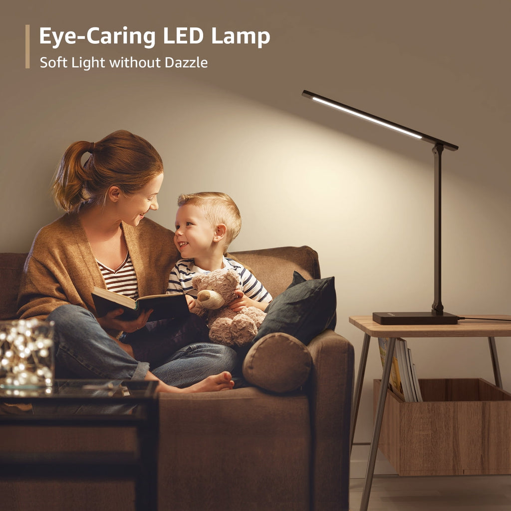 Sinaa Light LED Dimmable Reading Desk Lamp with USB Charging Port, 15W 96 LEDs 550