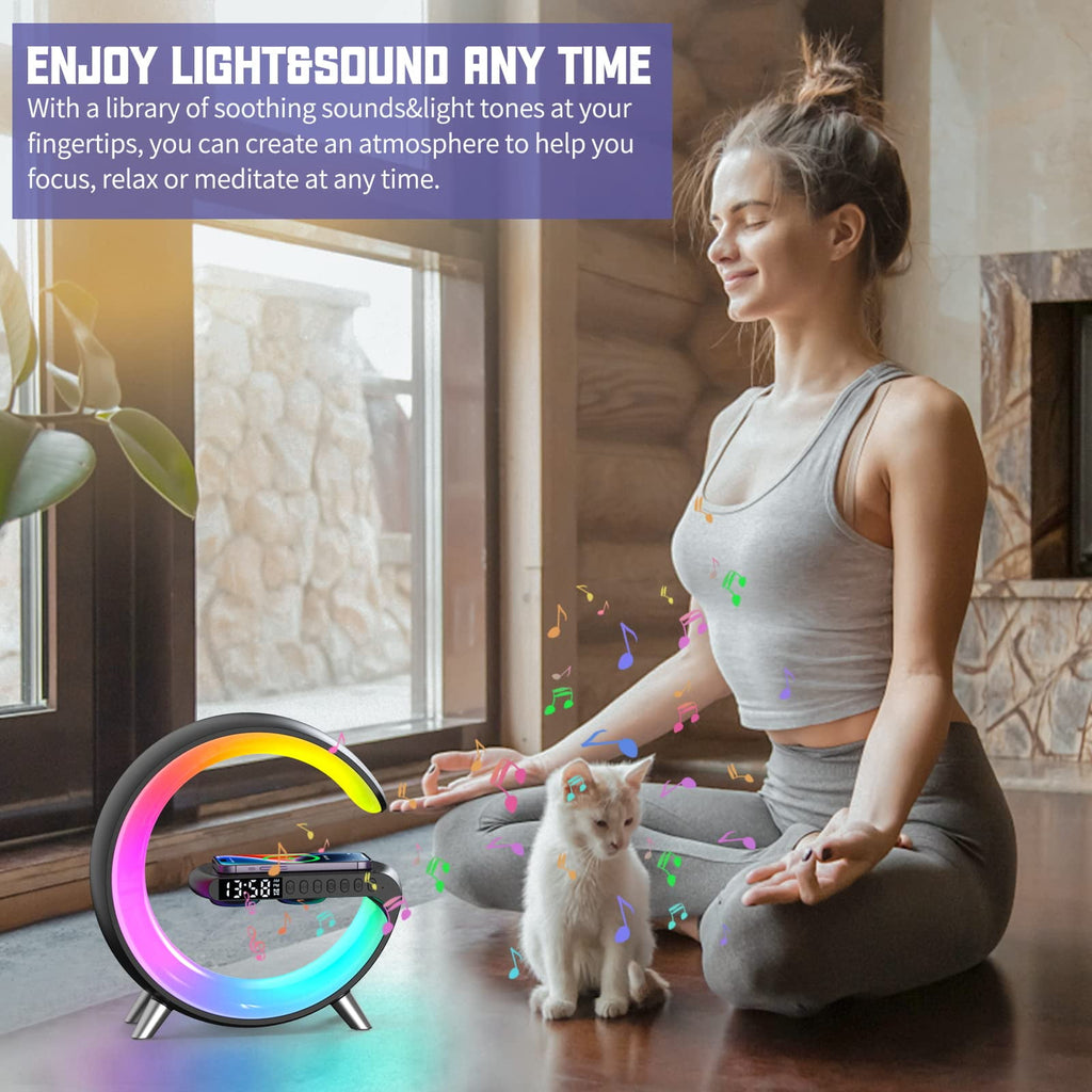 Sinaa Light 2025 New Wireless Charger Atmosphere Lamp, 4-in-1 Bluetooth Speaker with