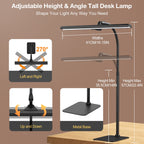 Sinaa Light Lococo LED Desk Lamp, Tall Gooseneck, 5-Level Dimmable Brightness & Color