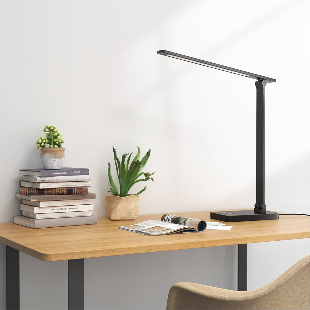 Sinaa Light LED Dimmable Reading Desk Lamp with USB Charging Port, 15W 96 LEDs 550