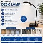 Sinaa Light LED Desk Lamp, 14.3 in, Dimmable Touch Control, Black Finish, 1-Pack