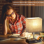 Sinaa Light Bedside Table Lamp for Bedroom with Dual Fast USB Charging Ports, Fully