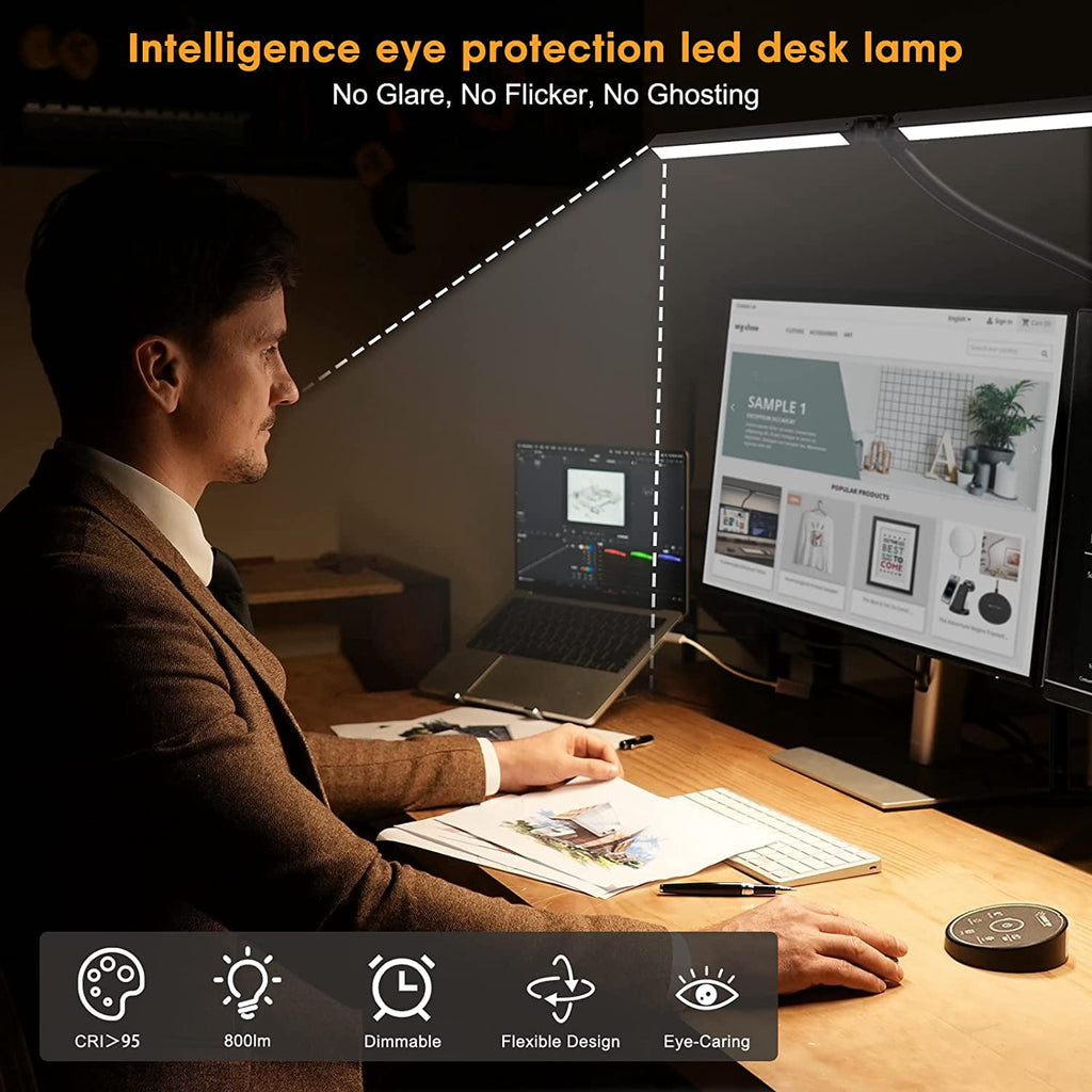 Sinaa Light LED Desk Lamp for Home Office- 24W Architect Table Lamp with Clamp