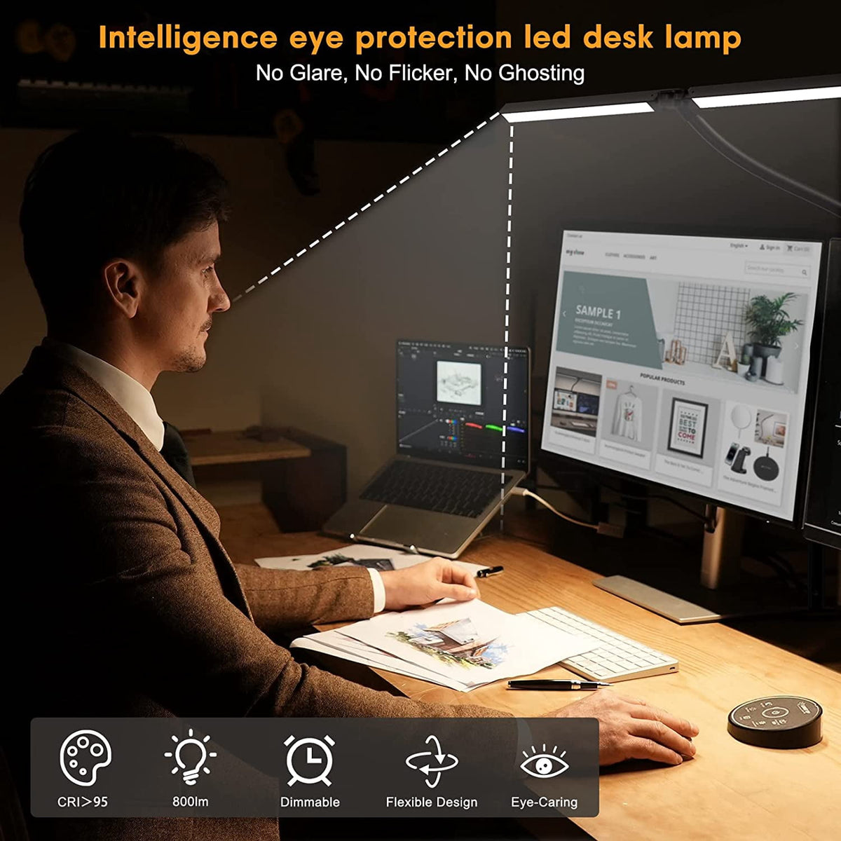 Sinaa Light LED Desk Lamp for Home Office- 24W Architect Table Lamp with Clamp