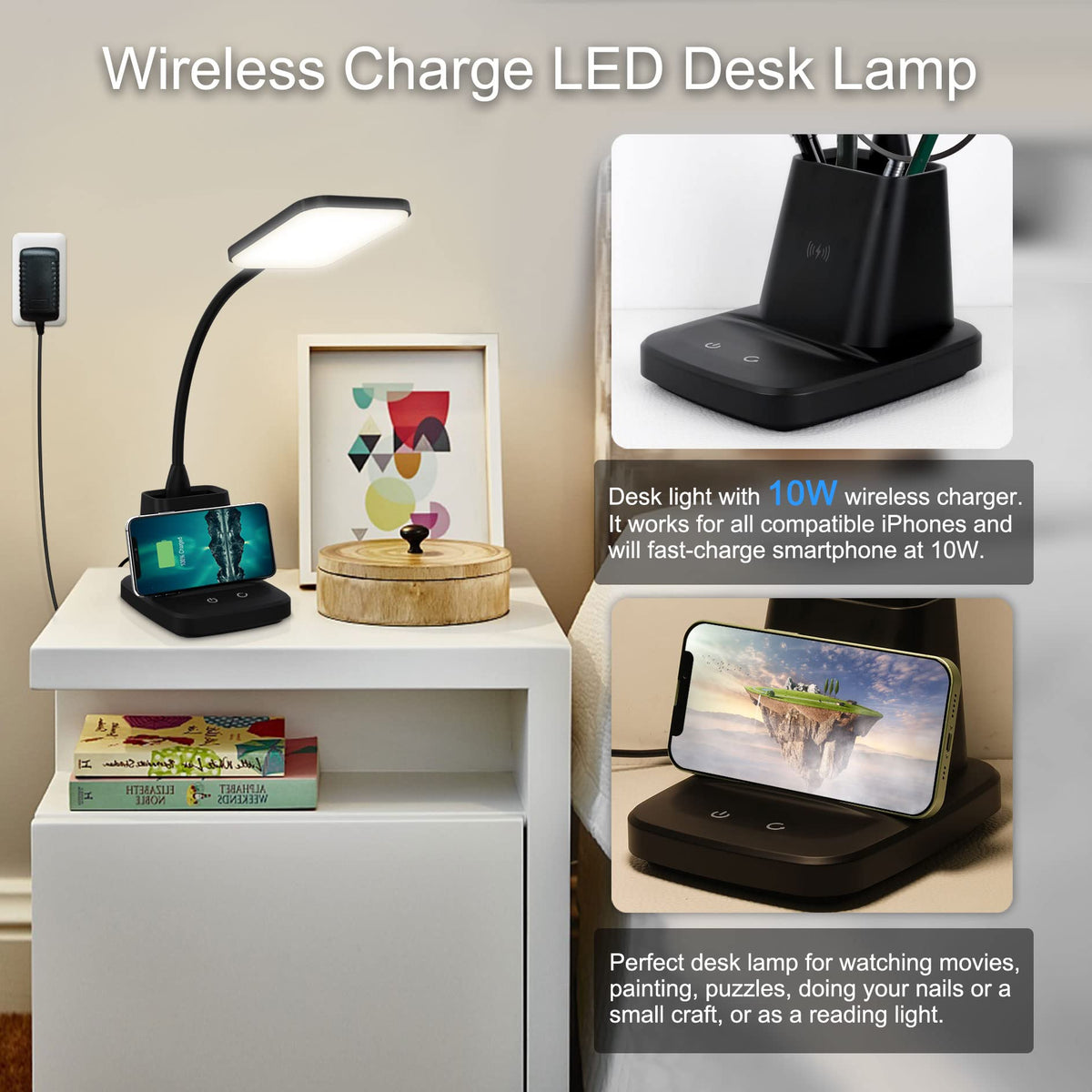 Sinaa Light Sailstar LED Desk Lamp with Wireless Charging, 3 Color Modes,CRI 85,