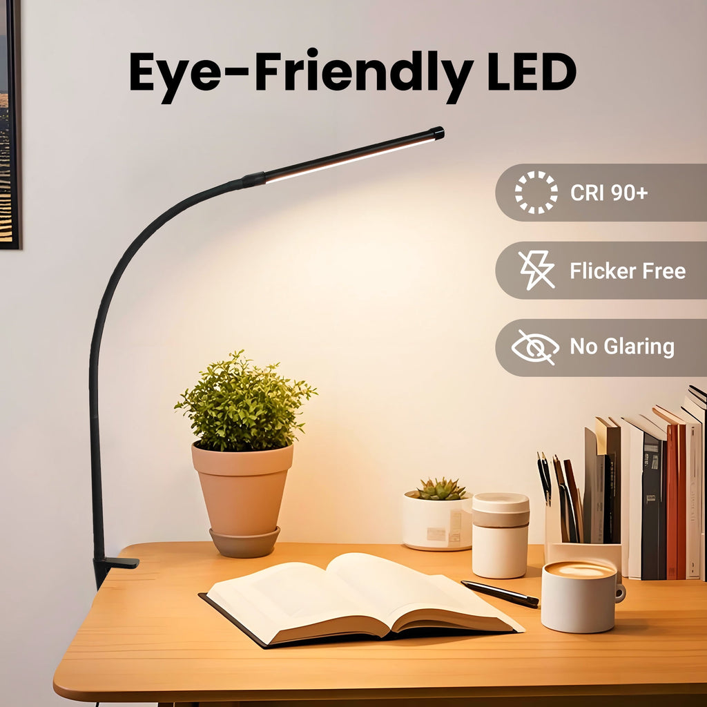 Sinaa Light LED Desk Lamp, Clip-on Desk Lamp with 3 Color & 10 Brightness, Dimmable