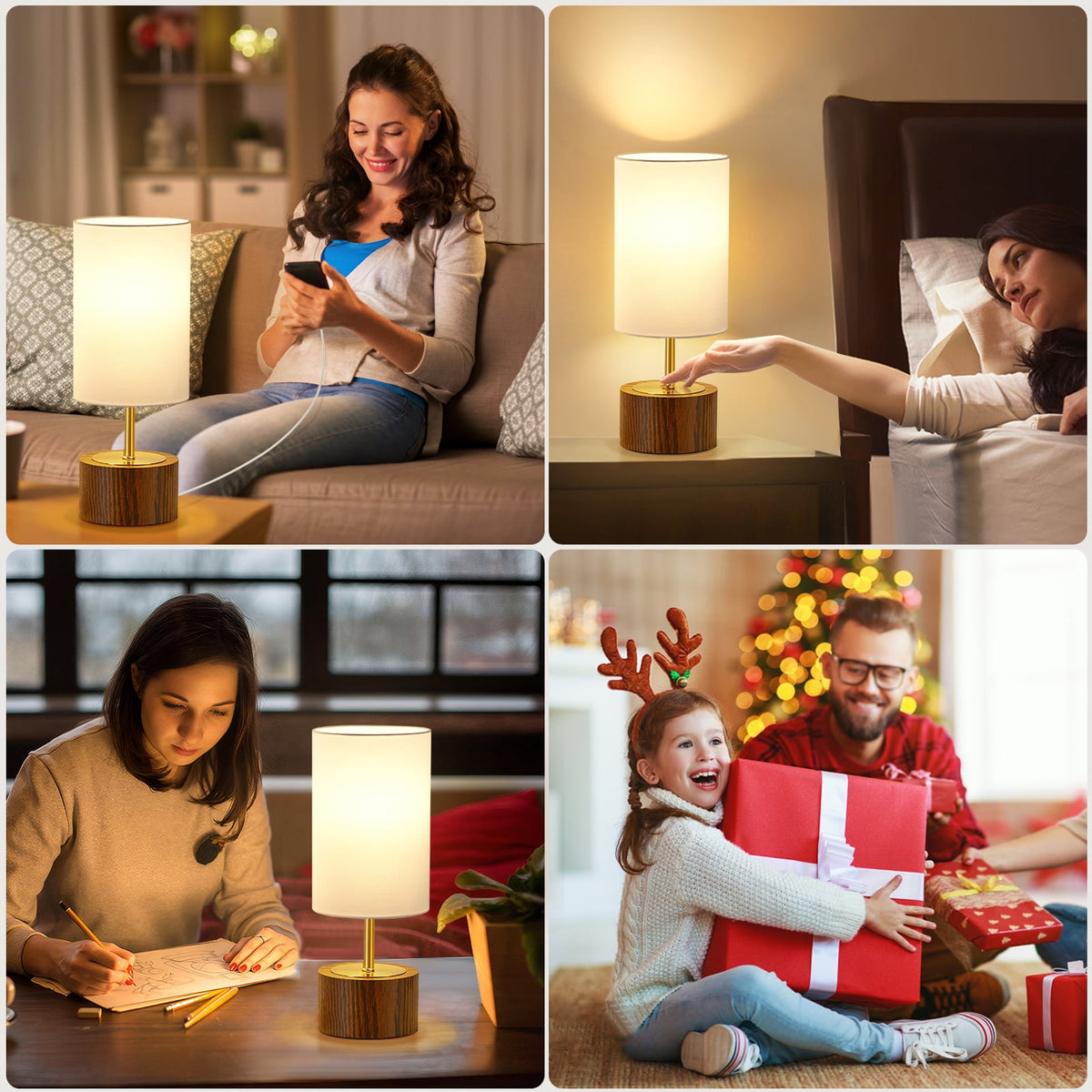 Sinaa Light NATYSWAN Bedside Table Lamps Set of 2,Touch Control Nightstand Lamp with