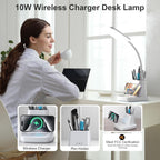 Sinaa Light Desk Lamp with Wireless Charger, LED Desk Lamps for Home Office Eye-Caring