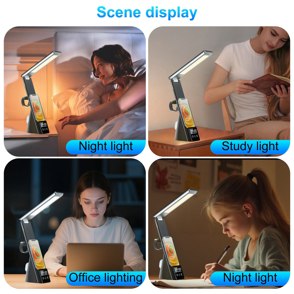 Sinaa Light LED Desk Lamp with Wireless Charging,7-in-1 Touch Control Table Lamp,15W