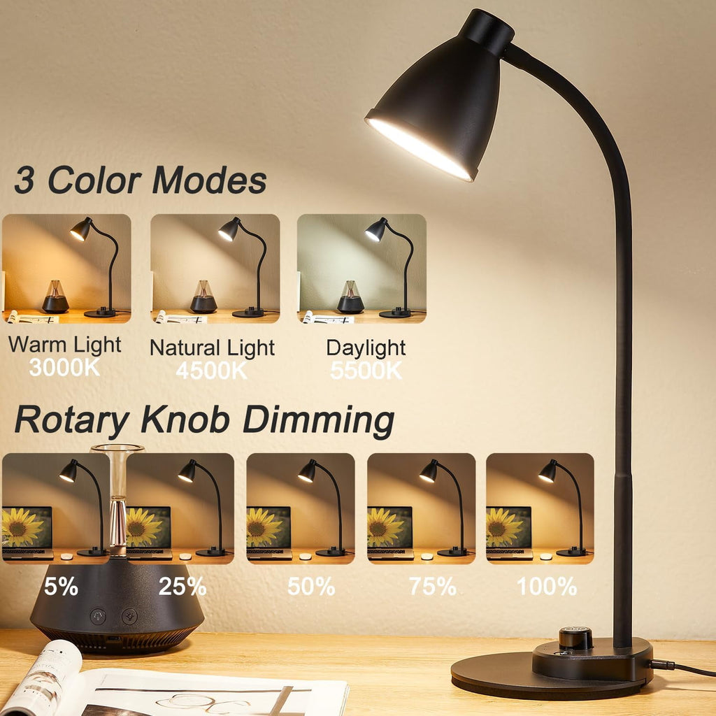 Sinaa Light BOHON LED Desk Lamp with USB Charging Port 3 Color Modes Dimmable Reading
