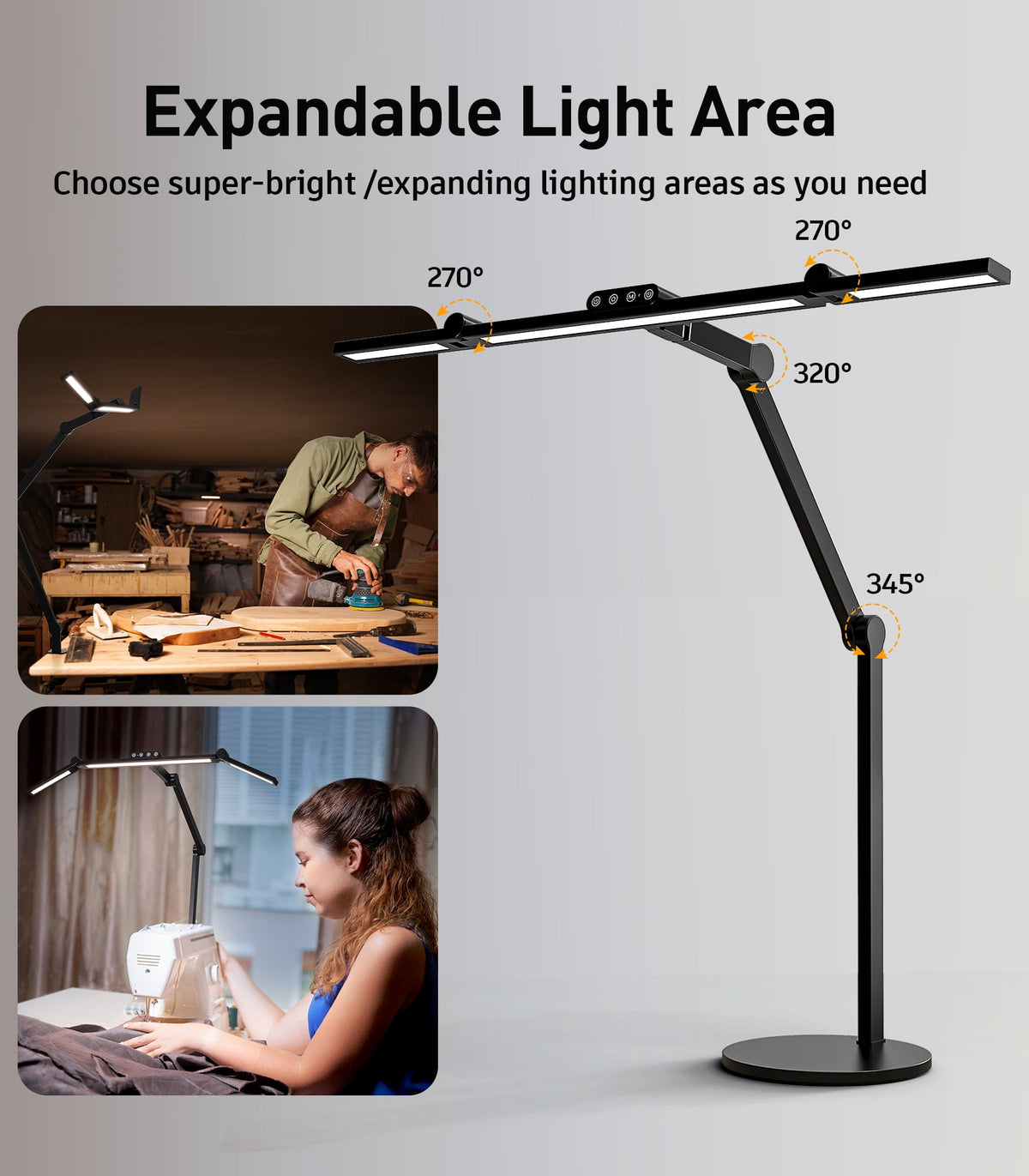Sinaa Light VicTsing 3-Light Bar Architect LED Desk Lamp, 35 Lighting Modes & 7 Joint