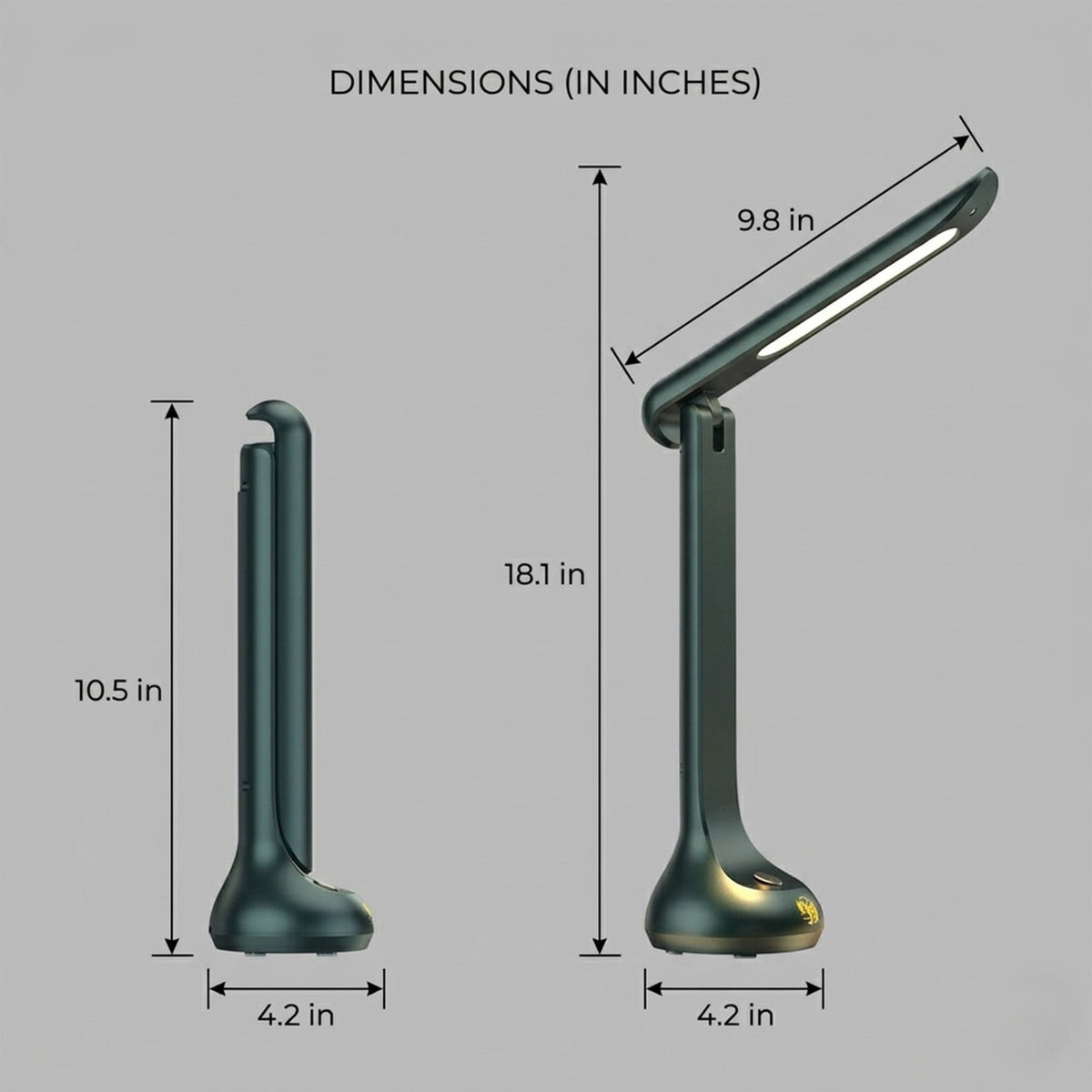 Sinaa Light Cordless Rechargeable LED Desk Lamp, Dark Green, Adjustable Head
