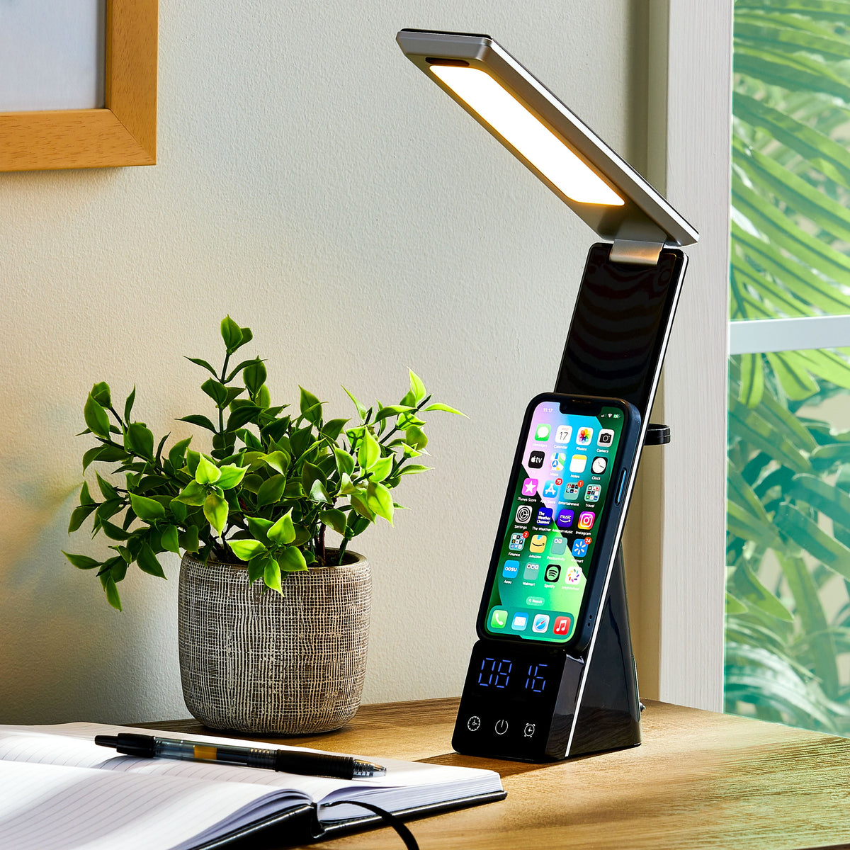 Sinaa Light 10.9' 5-in-1 LED Dimmable Wireless Charging Foldable Hinge Desk Lamp