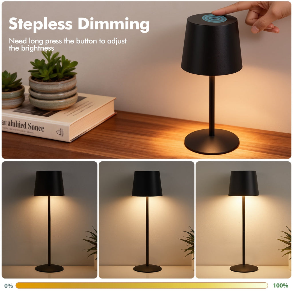 Sinaa Light NATYSWAN Modern Black LED Desk Lamps 2-Pack, Adjustable Height, Touch