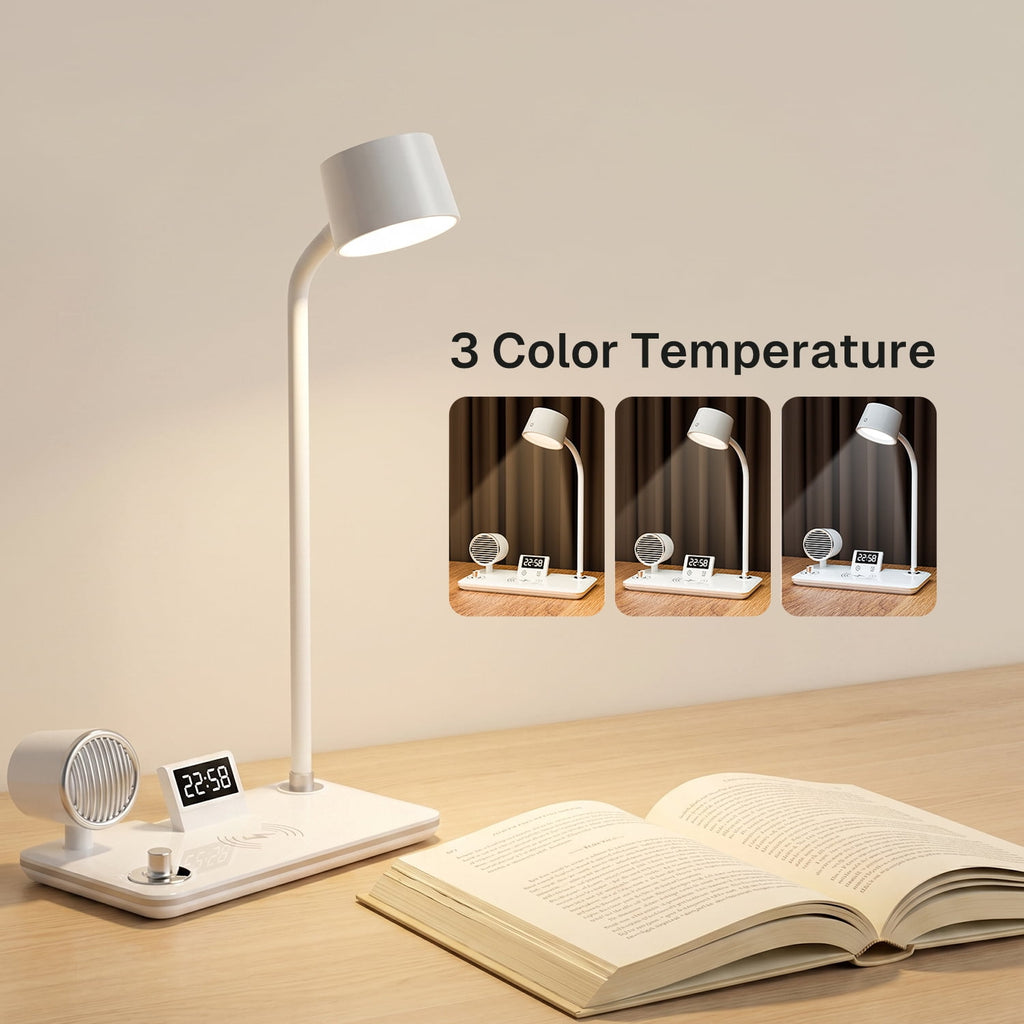Sinaa Light Behome 4-in-1 Desk Lamp with Wireless Charger, Digital Clock & Bluetooth