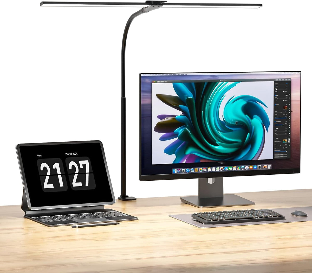 Sinaa Light LED Desk Lamps for Home Office, Double Head Monitor Light- Flexible Hose,