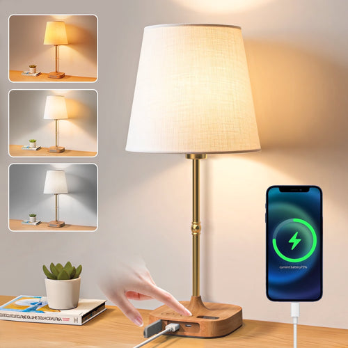 Sinaa Light Bedside Table Lamp for Bedroom, 3 Color Temperatures Cordless Bedside