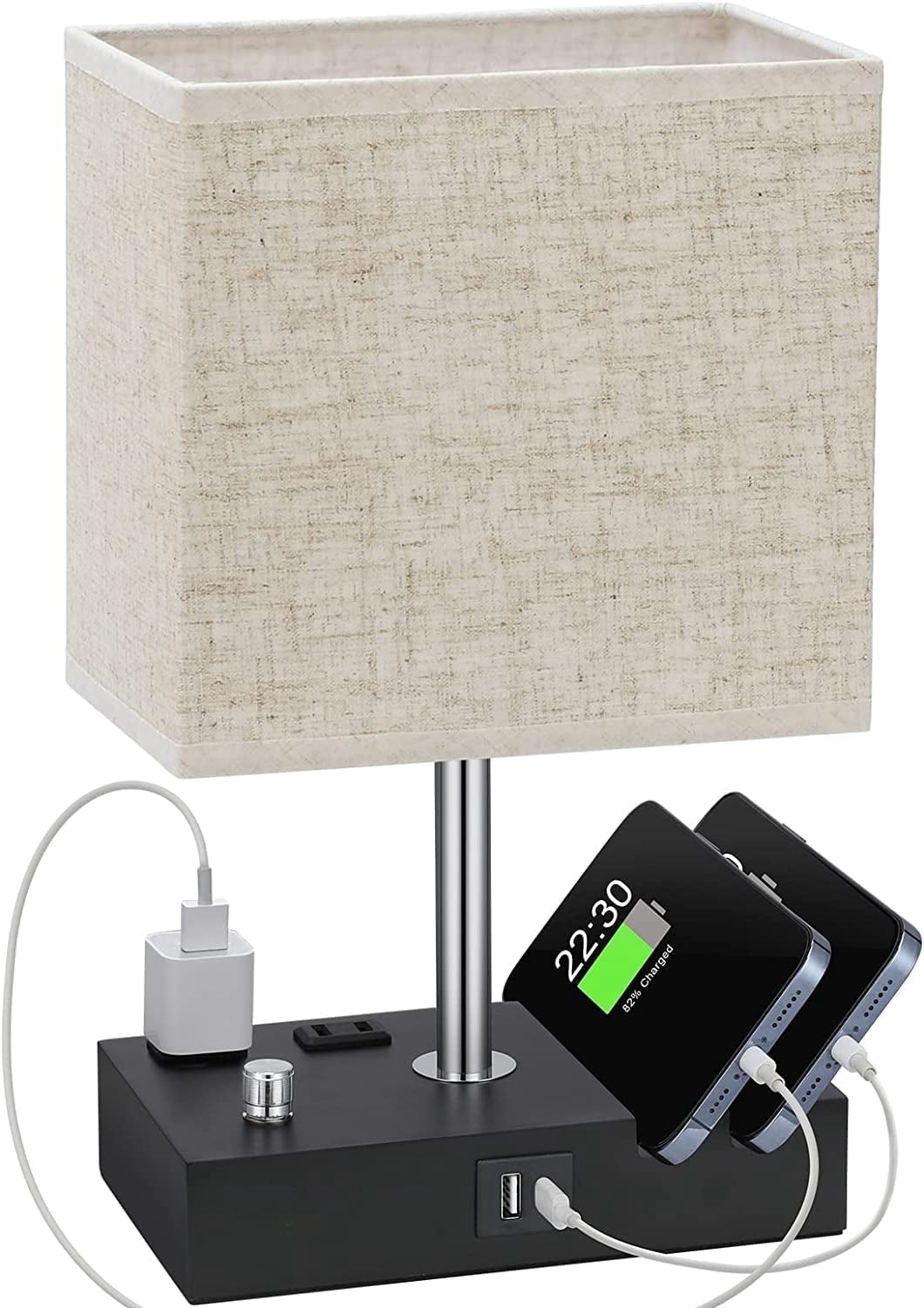 Sinaa Light Bedside Table Lamp for Bedroom with Dual Fast USB Charging Ports, Fully