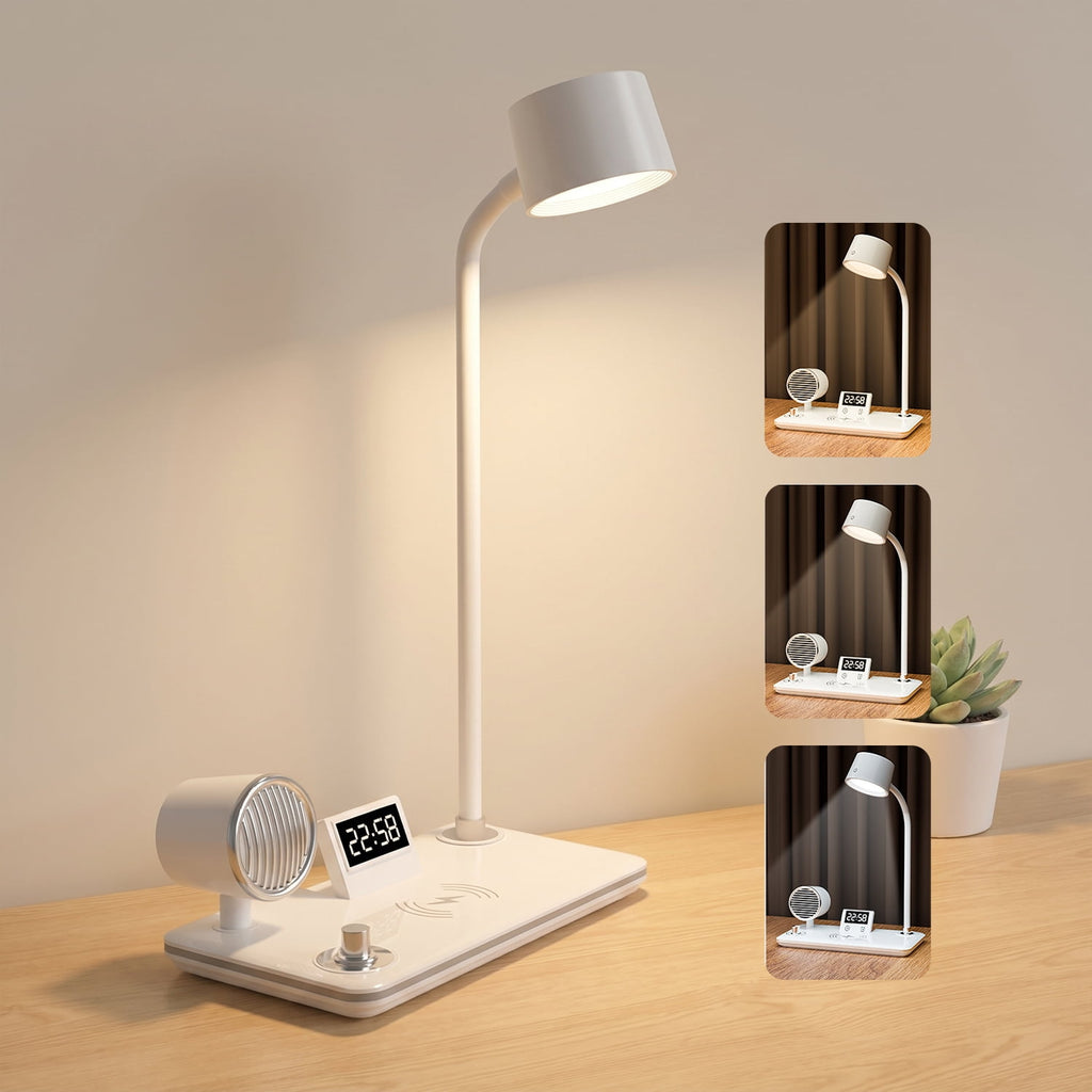 Sinaa Light Behome 4-in-1 Desk Lamp with Wireless Charger, Digital Clock & Bluetooth
