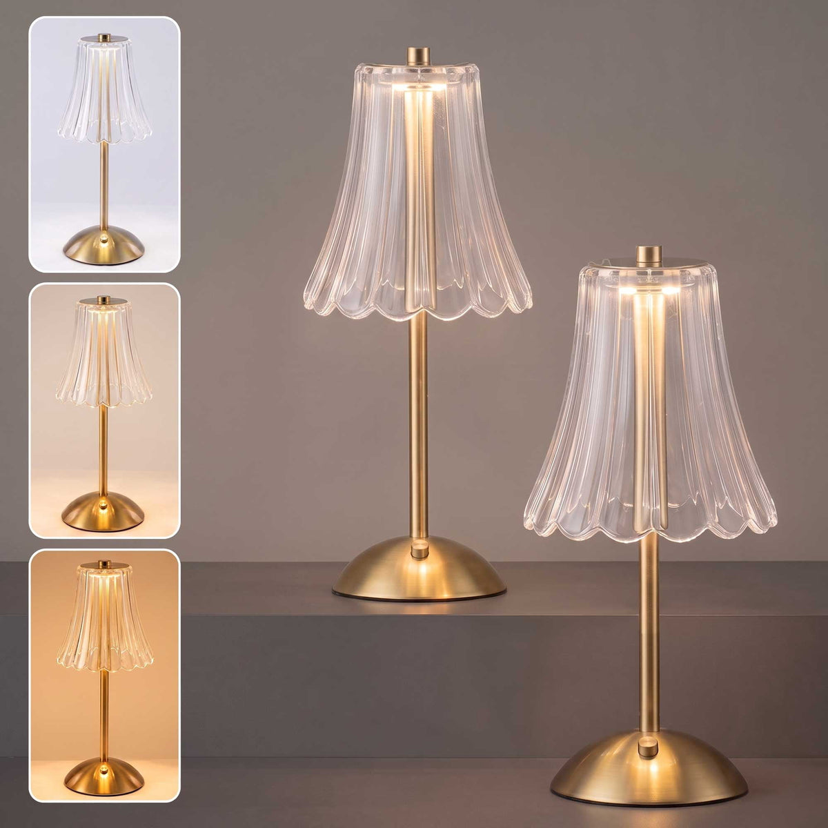 Sinaa Light Cordless Table Lamp 2 Pack, 3 Color Temperatures & Stepless Dimming, Table