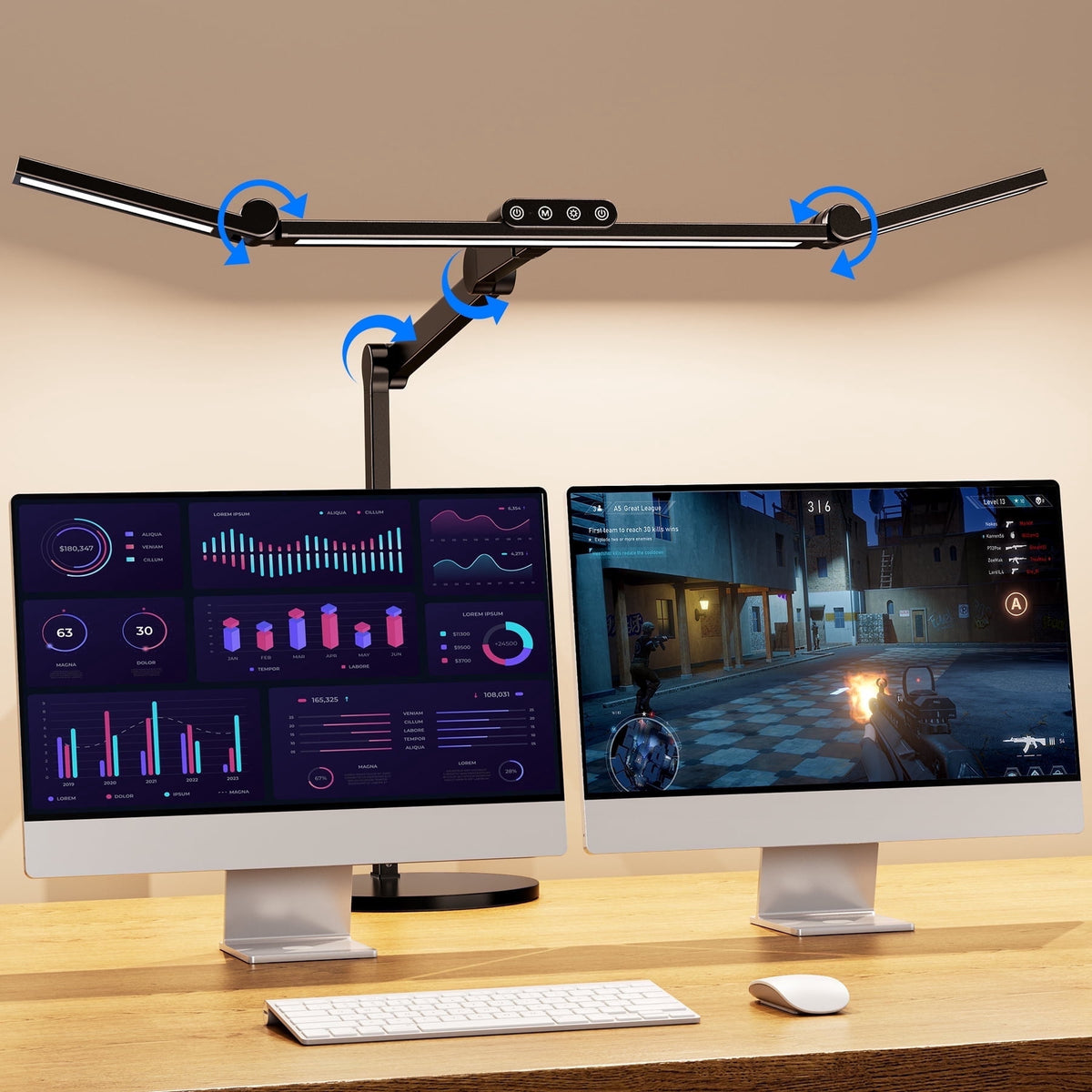 Sinaa Light VicTsing 3-Light Bar Architect LED Desk Lamp, 35 Lighting Modes & 7 Joint