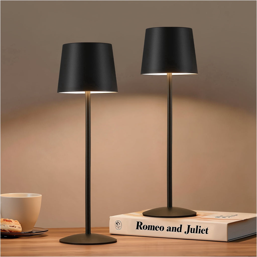 Sinaa Light NATYSWAN Modern Black LED Desk Lamps 2-Pack, Adjustable Height, Touch