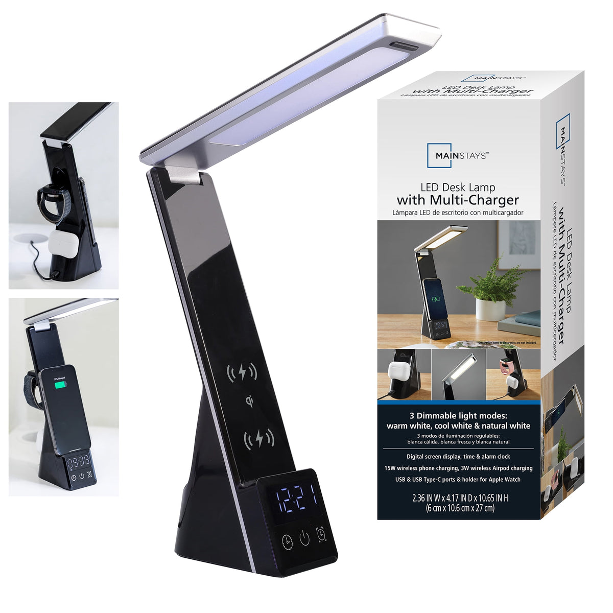 Sinaa Light 10.9' 5-in-1 LED Dimmable Wireless Charging Foldable Hinge Desk Lamp