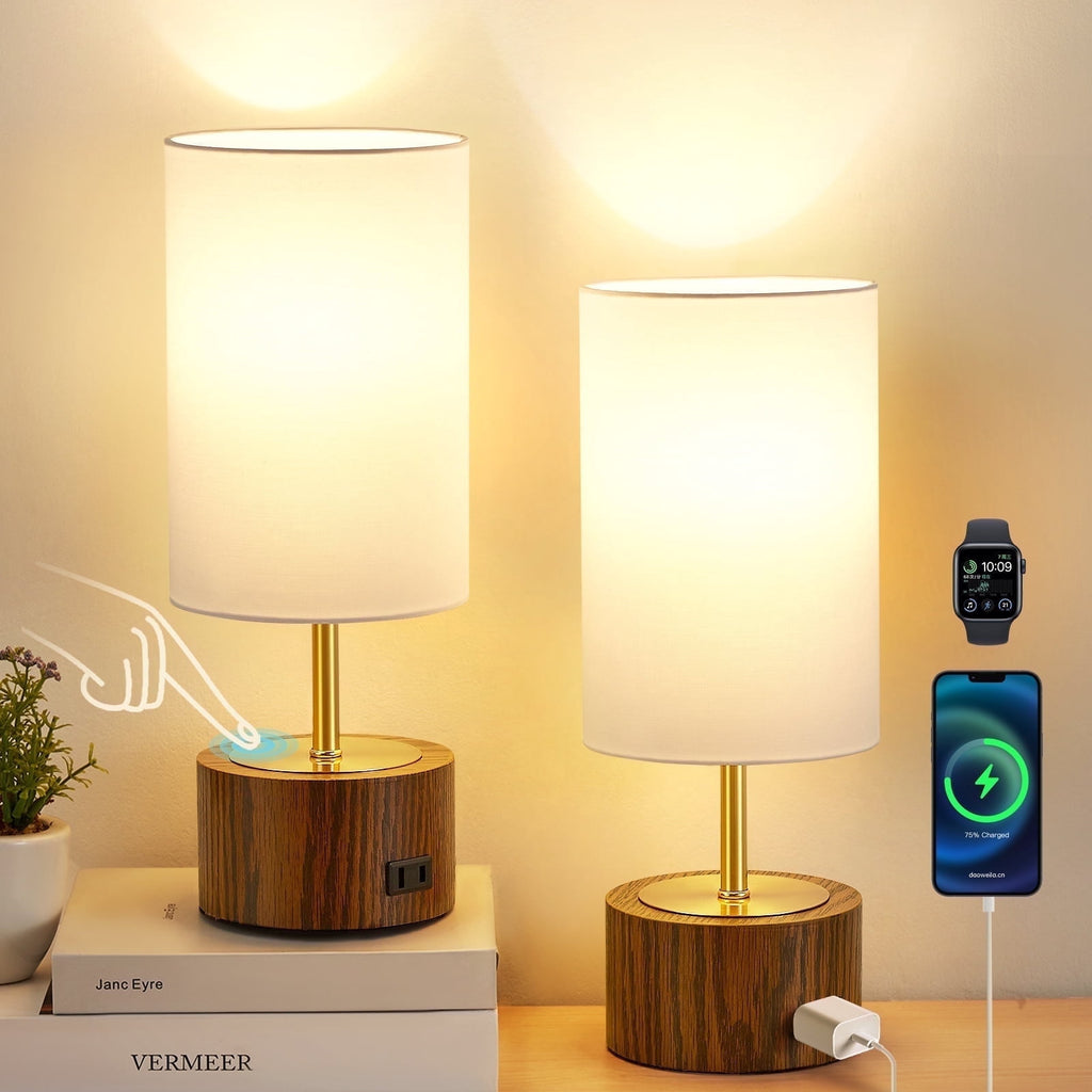 Sinaa Light NATYSWAN Bedside Table Lamps Set of 2,Touch Control Nightstand Lamp with