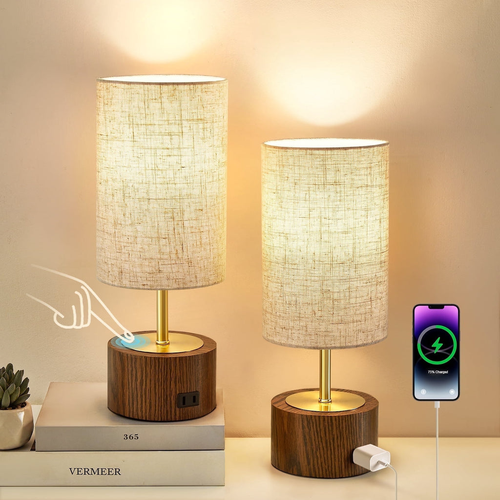 Sinaa Light NATYSWAN Bedside Table Lamps Set of 2,Touch Control Nightstand Lamp with
