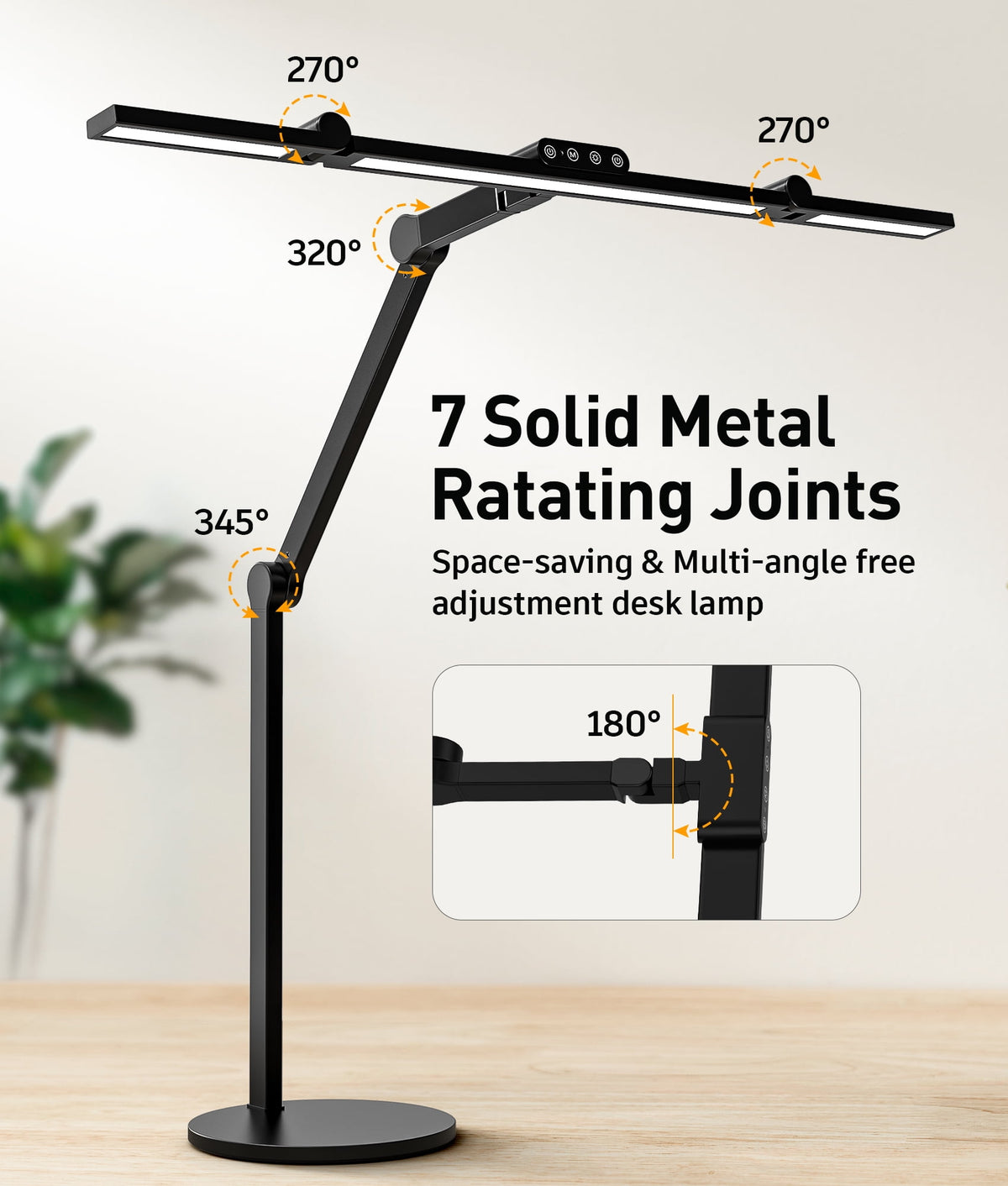 Sinaa Light VicTsing 3-Light Bar Architect LED Desk Lamp, 35 Lighting Modes & 7 Joint