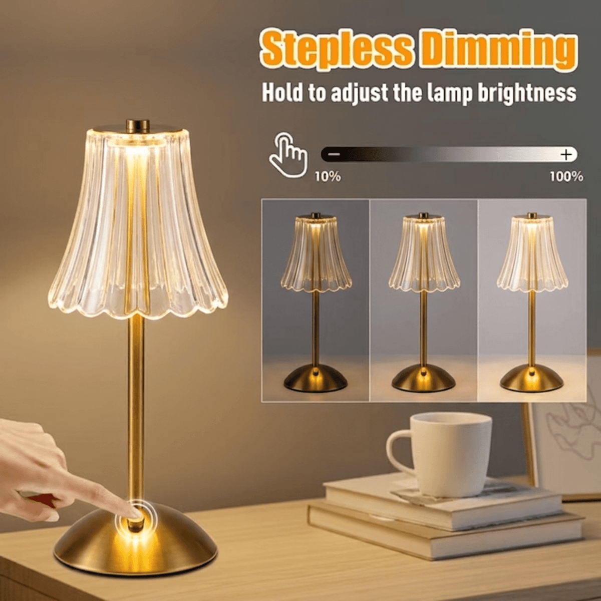 Sinaa Light Cordless Table Lamp 2 Pack, 3 Color Temperatures & Stepless Dimming, Table