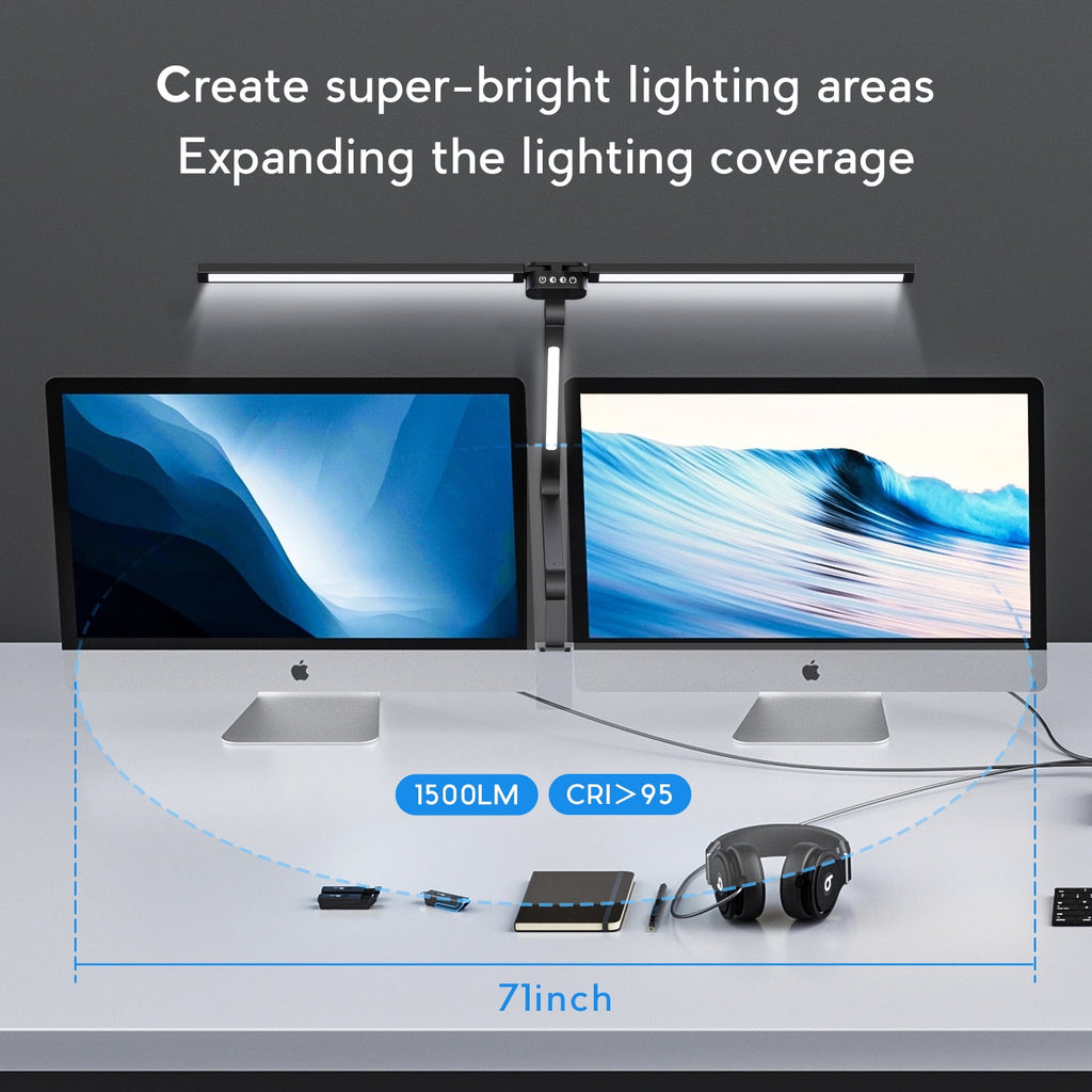 Sinaa Light CAALOGT LED Desk Lamp, Dual Head 3-Light with Remote Control and Stepless