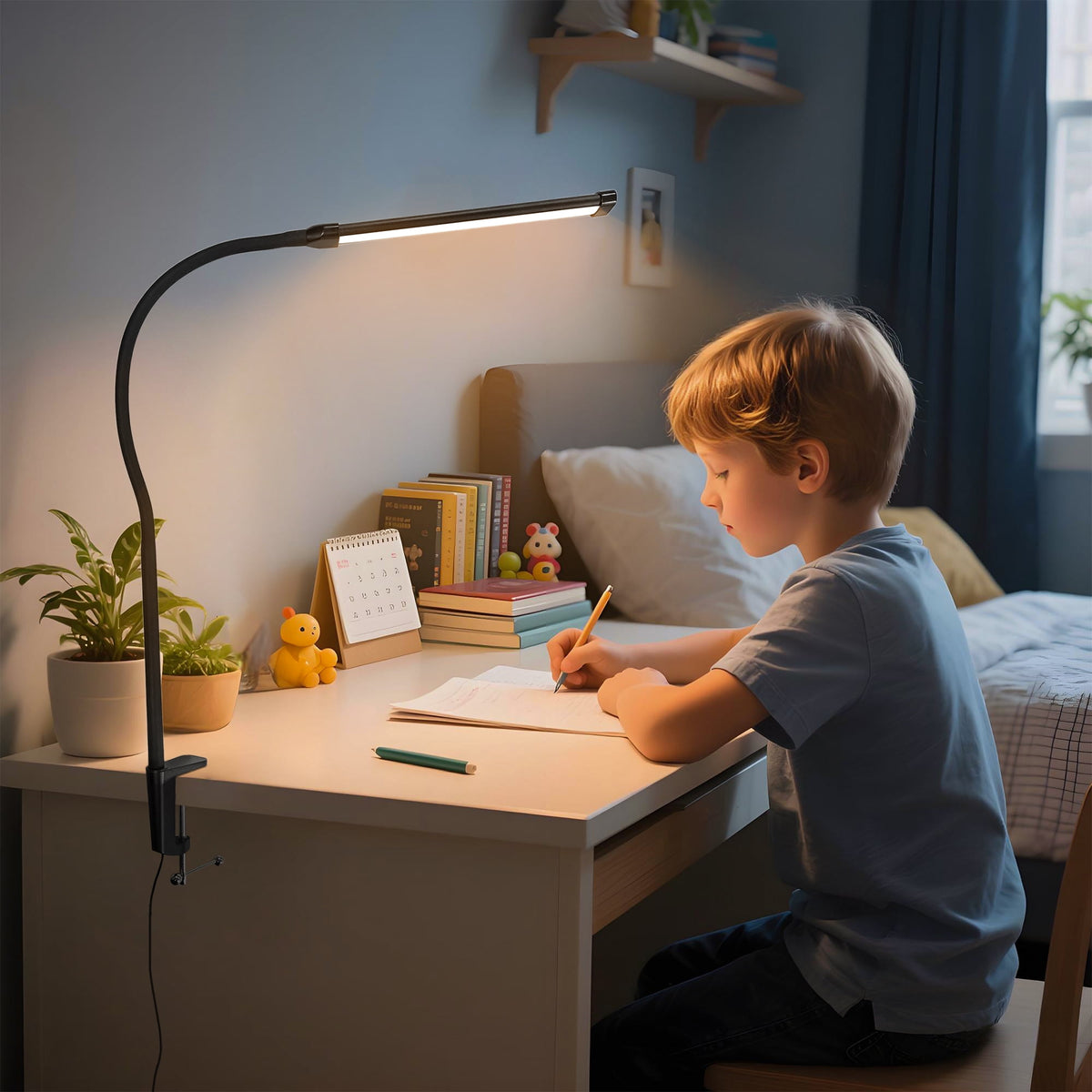 Sinaa Light LED Desk Lamp, Clip-on Desk Lamp with 3 Color & 10 Brightness, Dimmable